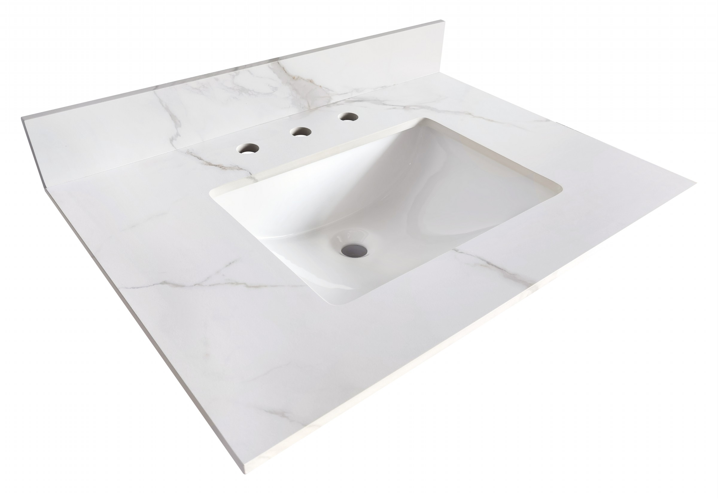 31-in Calacatta Gold Sintered Stone Single Sink Bathroom Vanity Top 