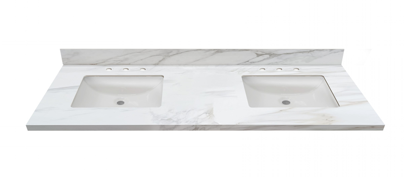 73-in Staturio Gold Sintered Stone Double Sink Bathroom Vanity Top 