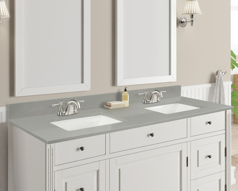 61-in Earth Gray Quartz Double Sink Bathroom Vanity Top - Buy quartz ...