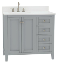 Coltrane 36-in Vanity Combo in Light Gray with 1in Thichness Authentic Italian Carrara Marble Top - V1.0