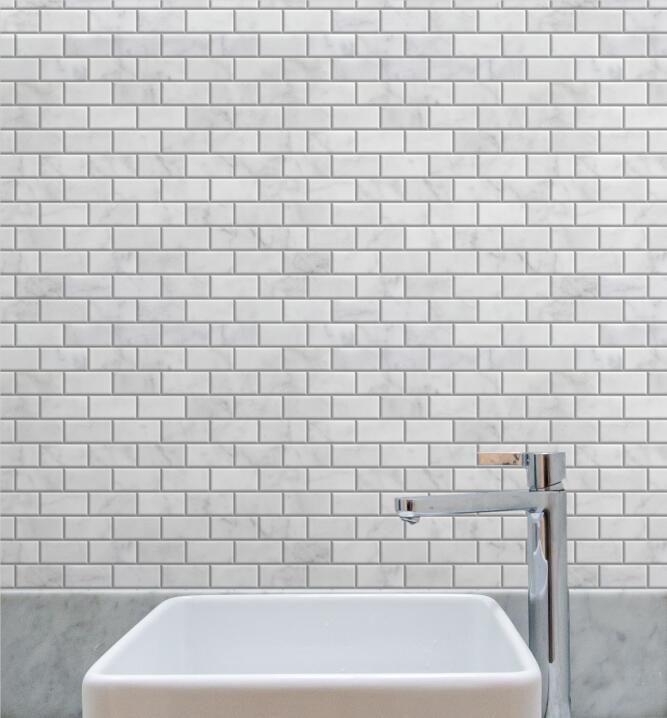  Carrara White Mosaic Polished 1"×2" Brick