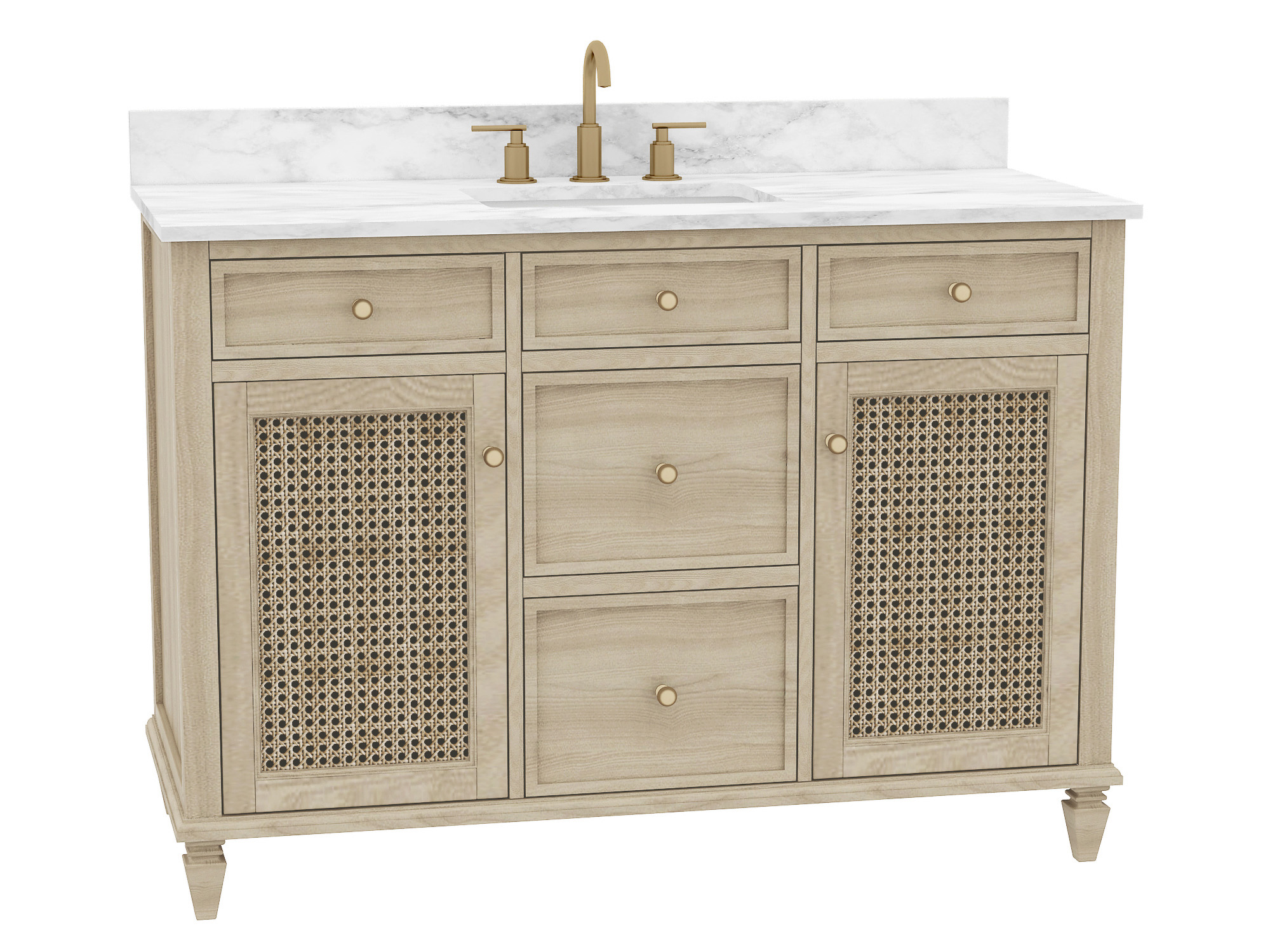 Ronnie 48-in Vanity Combo Nature Wooden with Carrara White Quartz Top