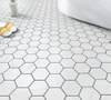 4" Hexagon Statuario White Inkjet Matte Glazed Porcelain Matte Mosaic 000725