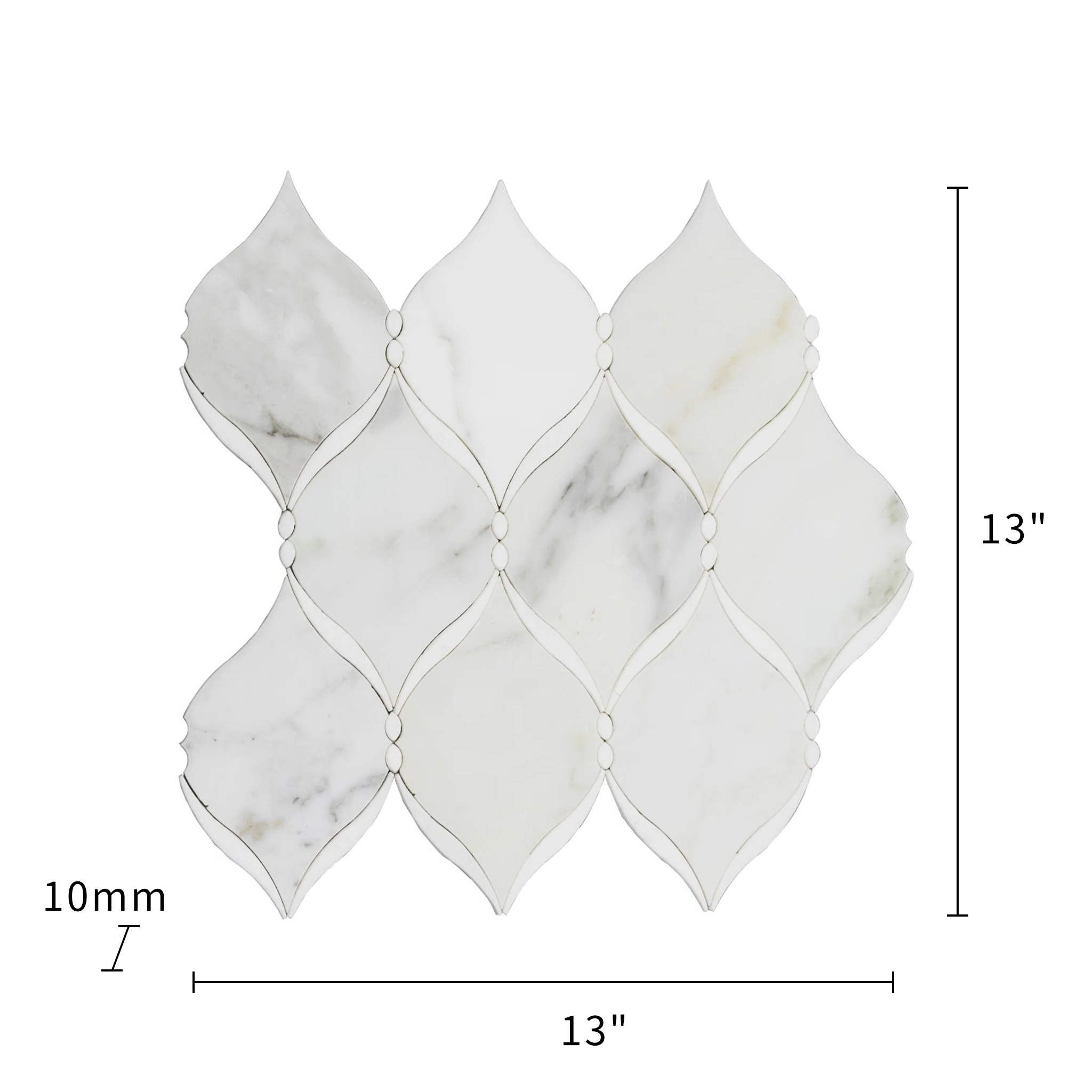 Thassos & Calacatta Waterjet Mosaic Dewdrop 