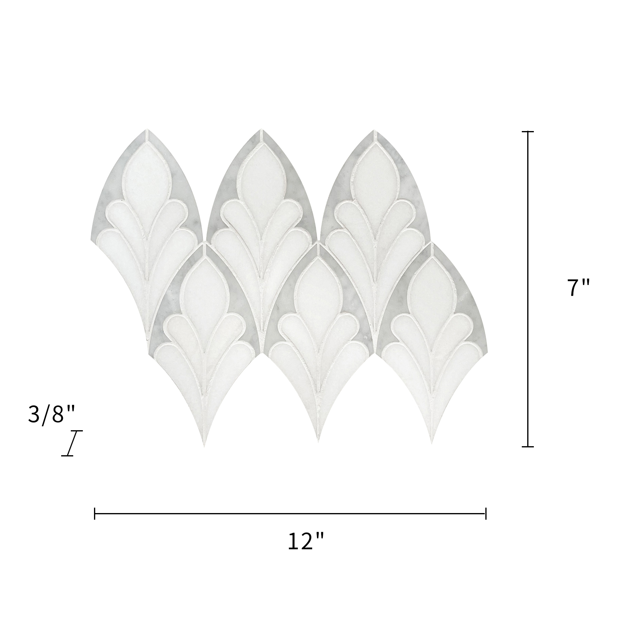 Carrar And Thassos Whiter Floral Waterjet Mosaic