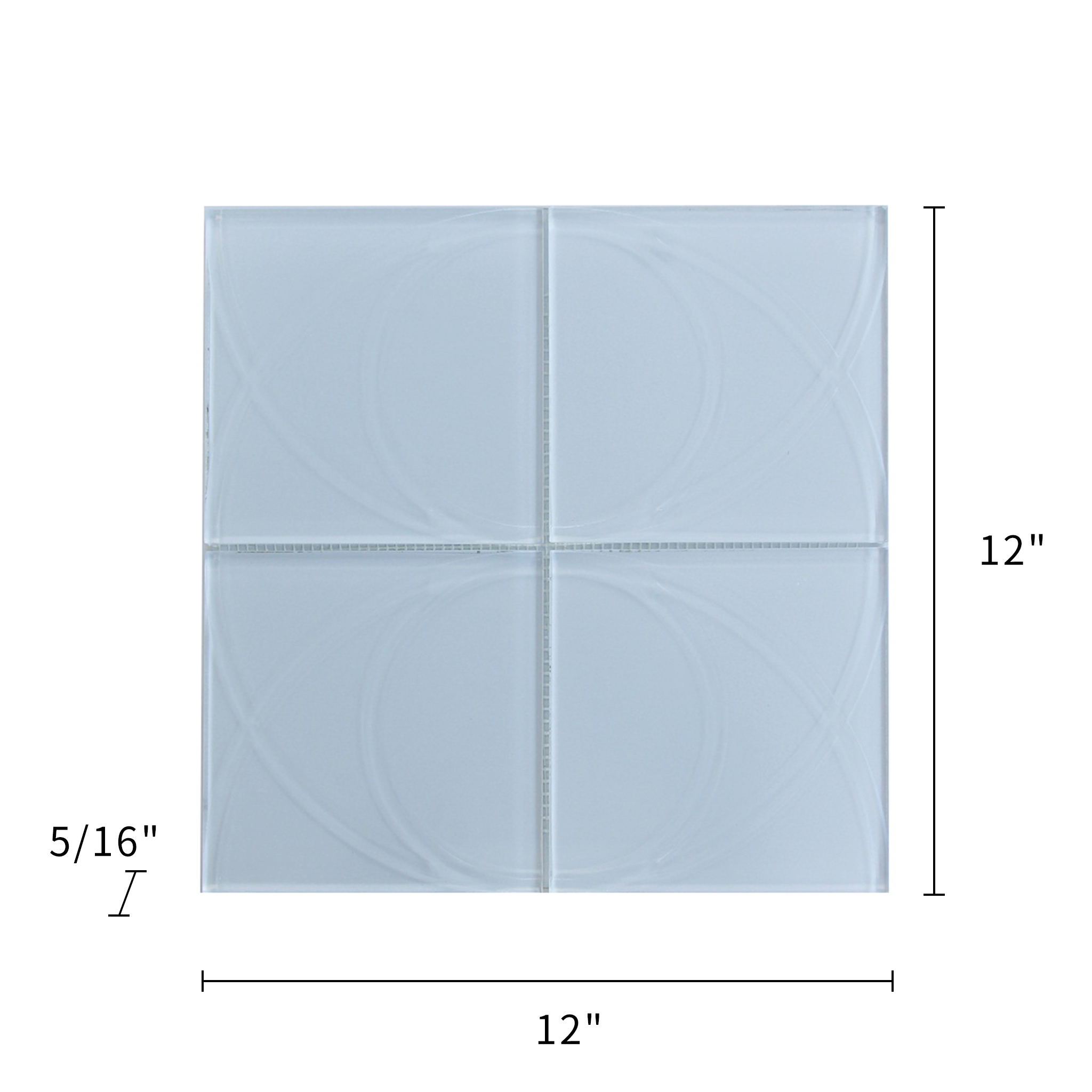  White Glass Mosaic 6” Swirl Pattern