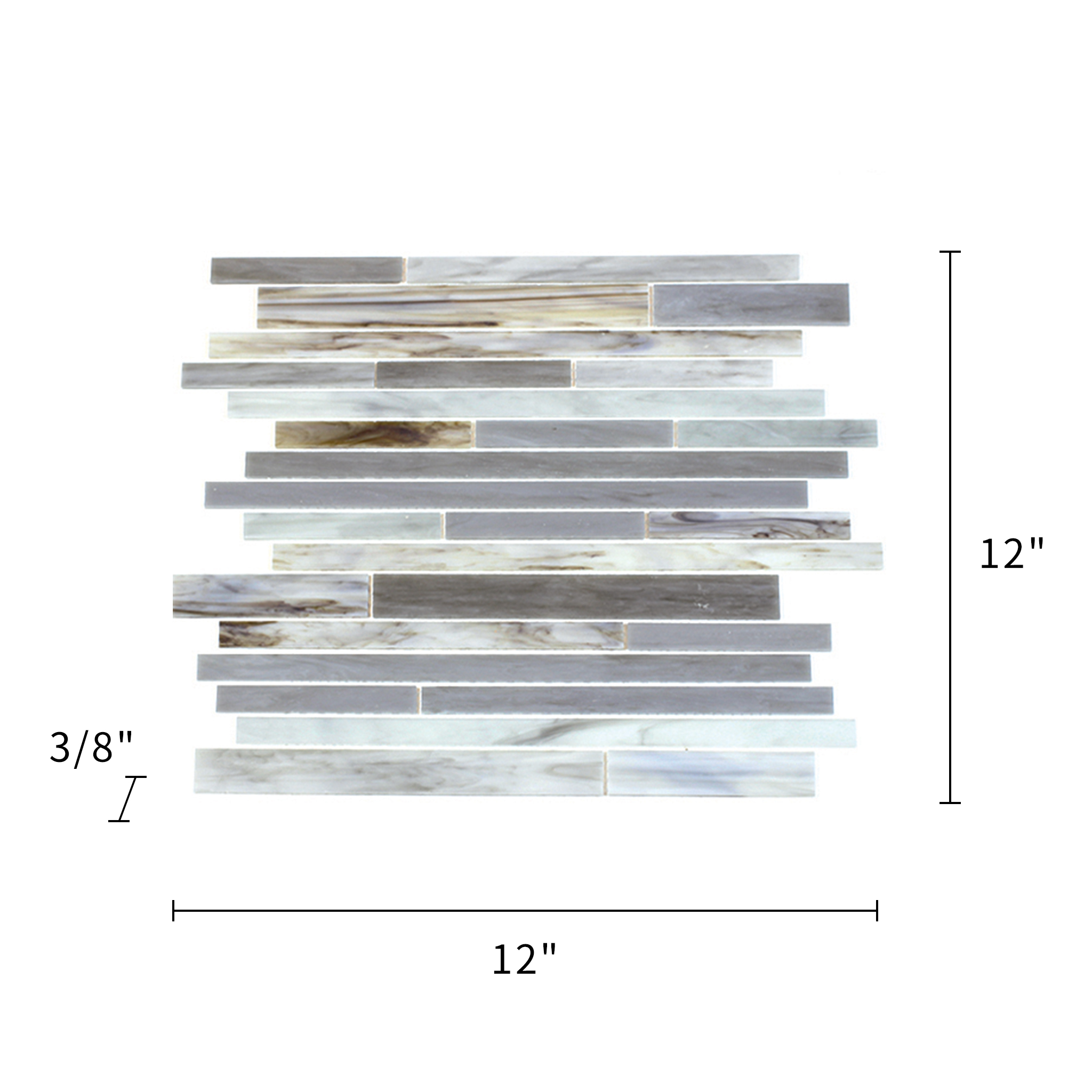 Antique Ice - Glass Mix Mosaic Random Strip