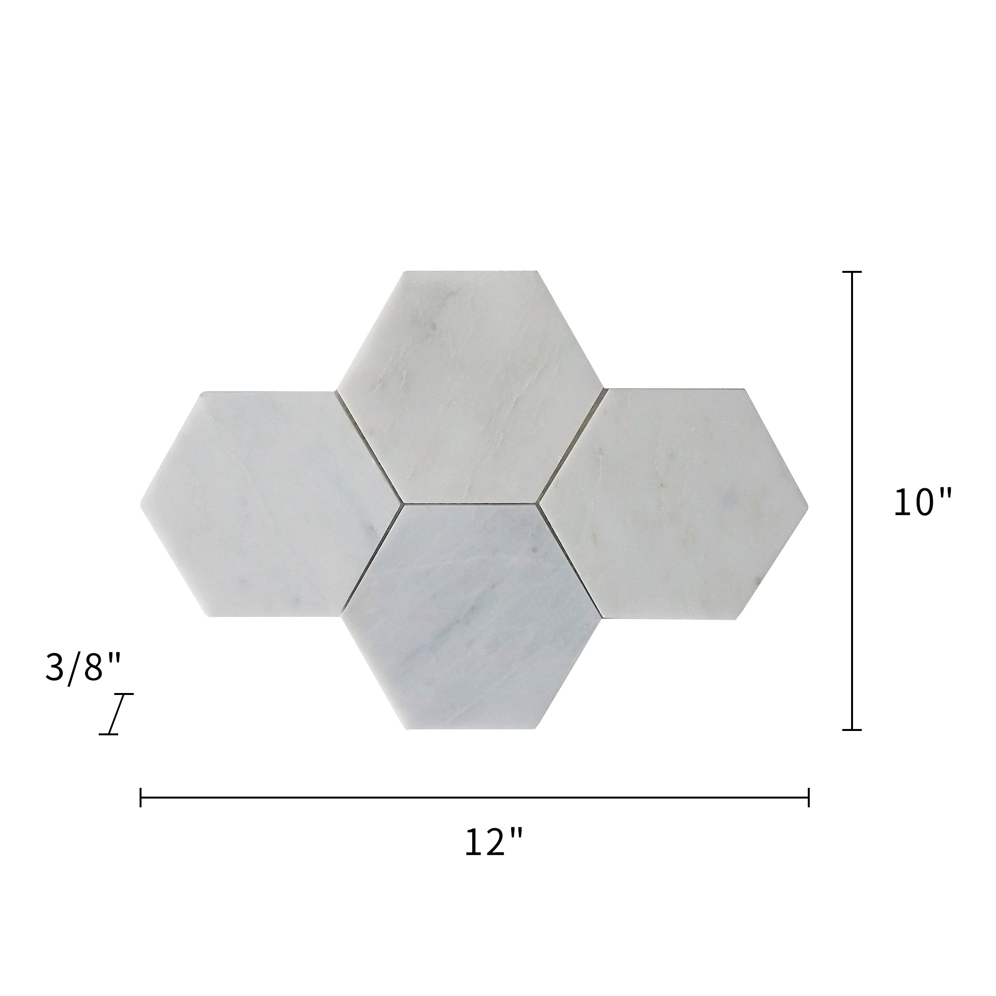 Oriental White Marble Mosaic Honed 6" Hexagon