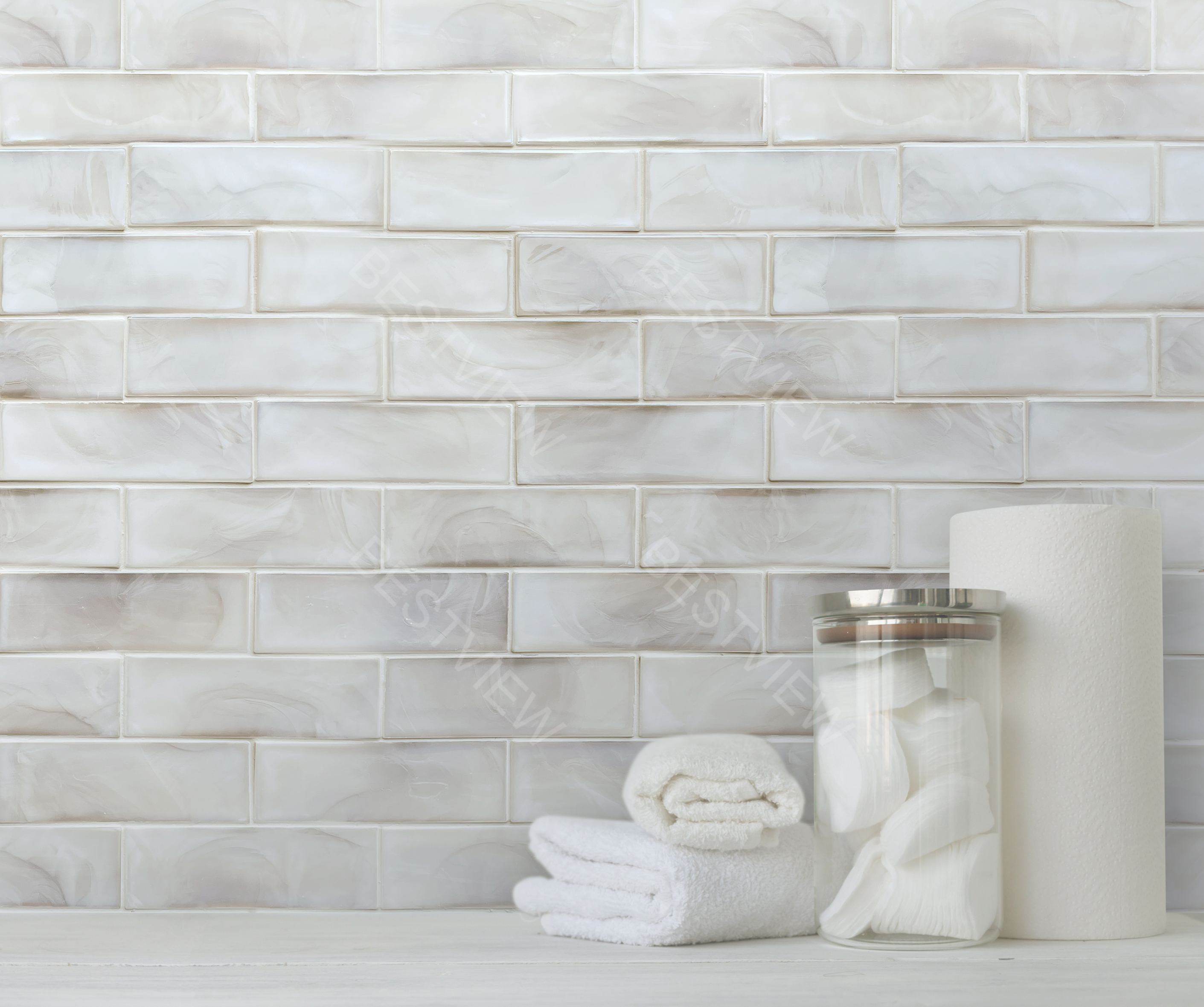  White Hot Glass Mosaic 2”x6”