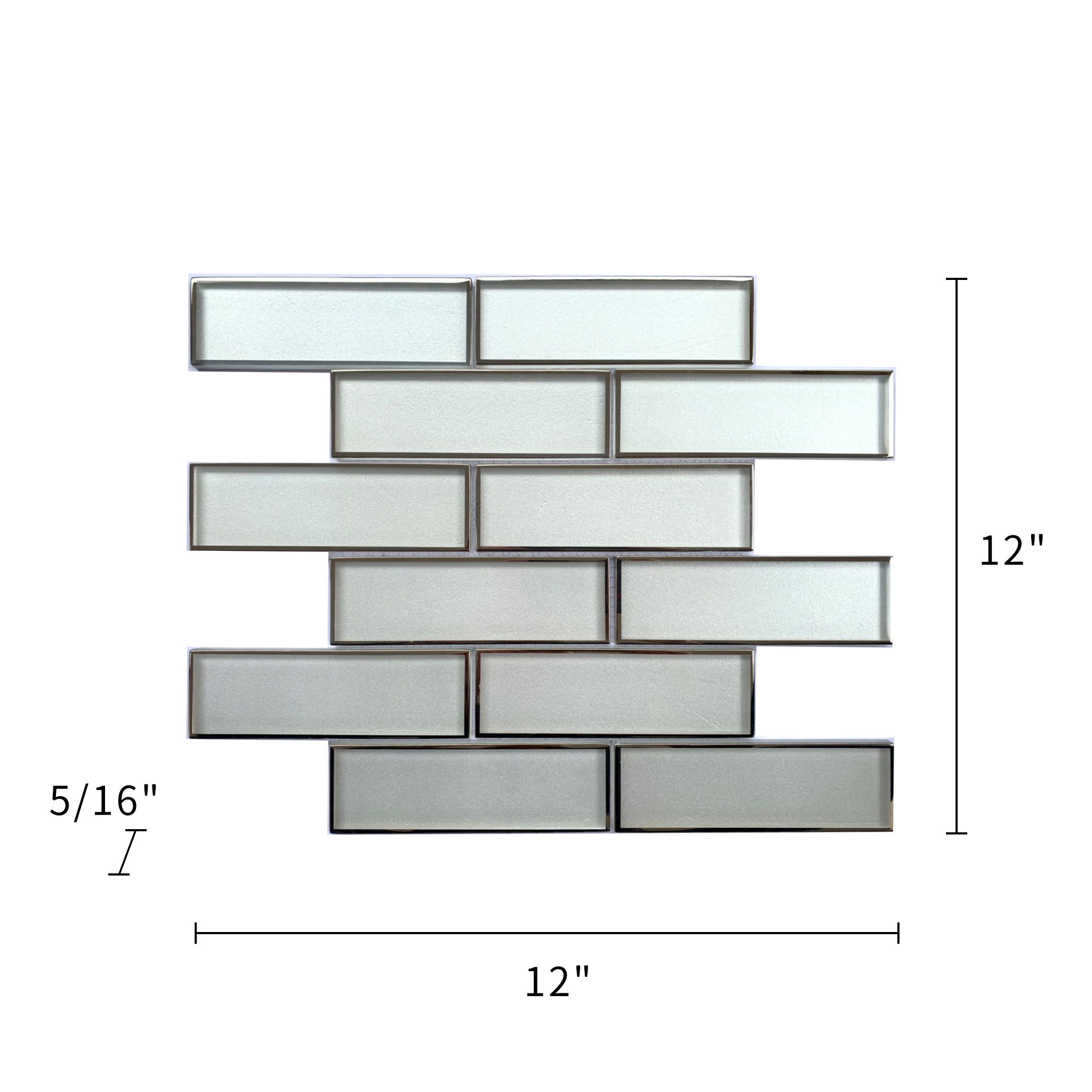 Silvert Glass Mosaic with Silver Trim 2”x6”