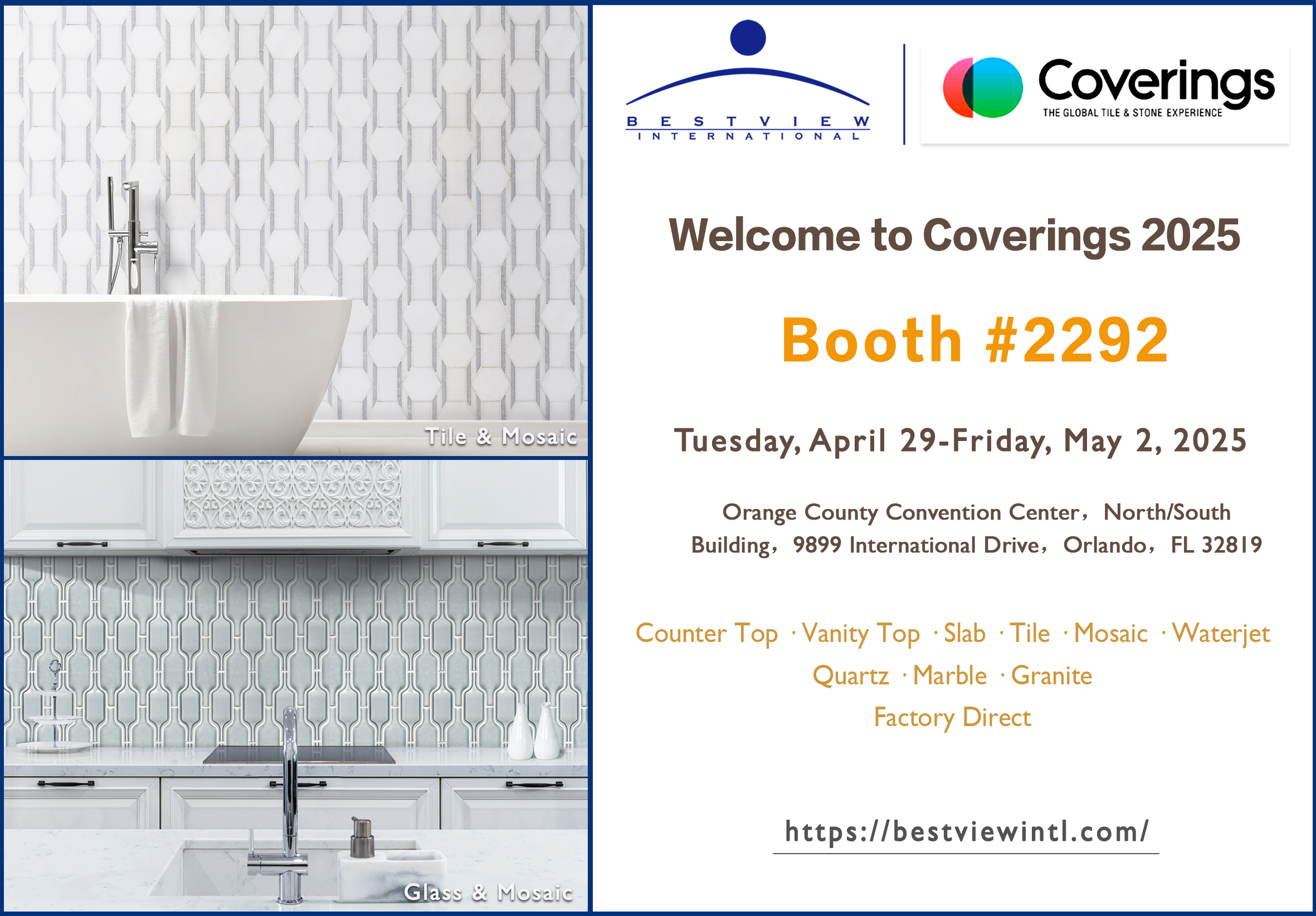 Coverings 2025 in the Orange County Convention Center at Booth 2292