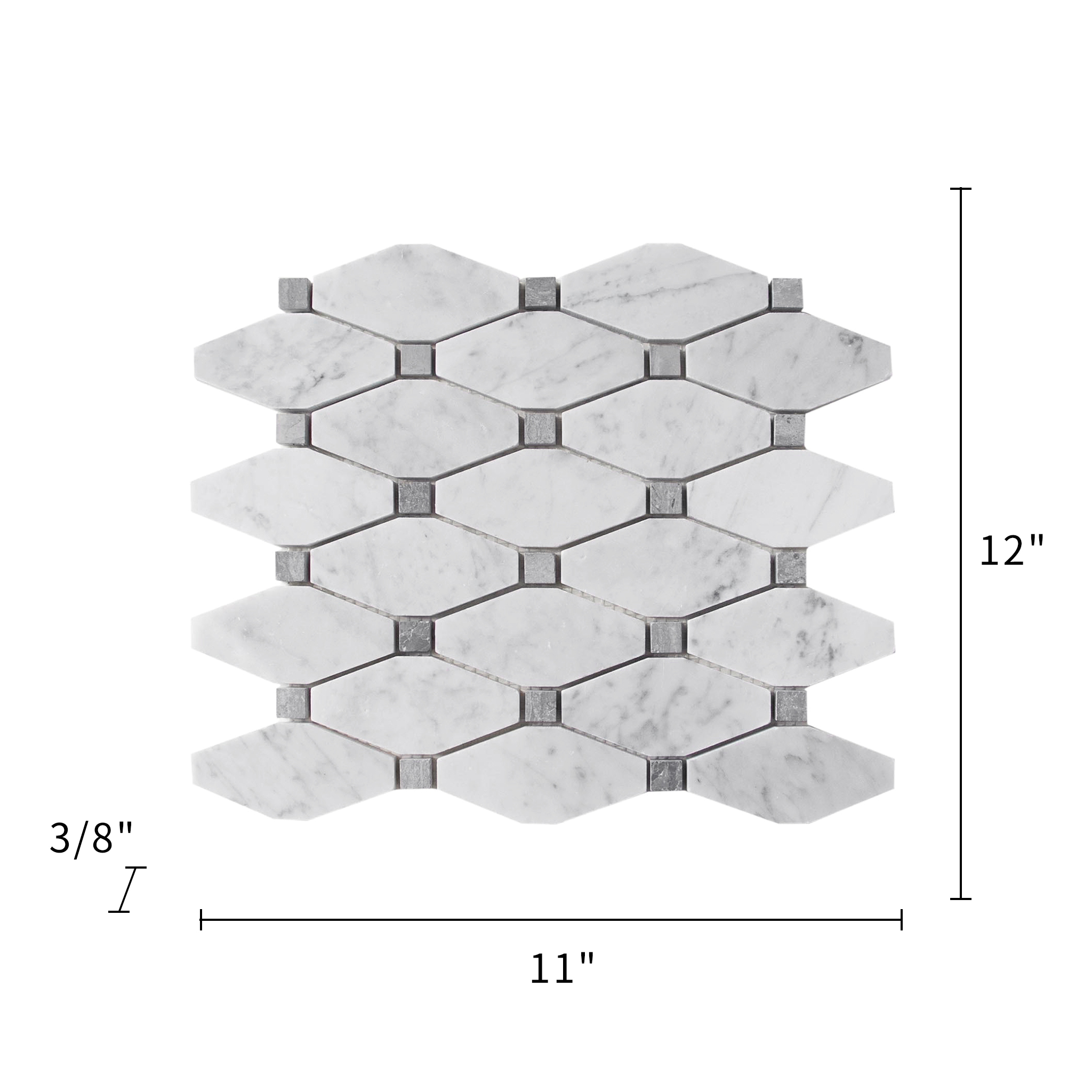 Carrara White Mosaic Polished Octagon 