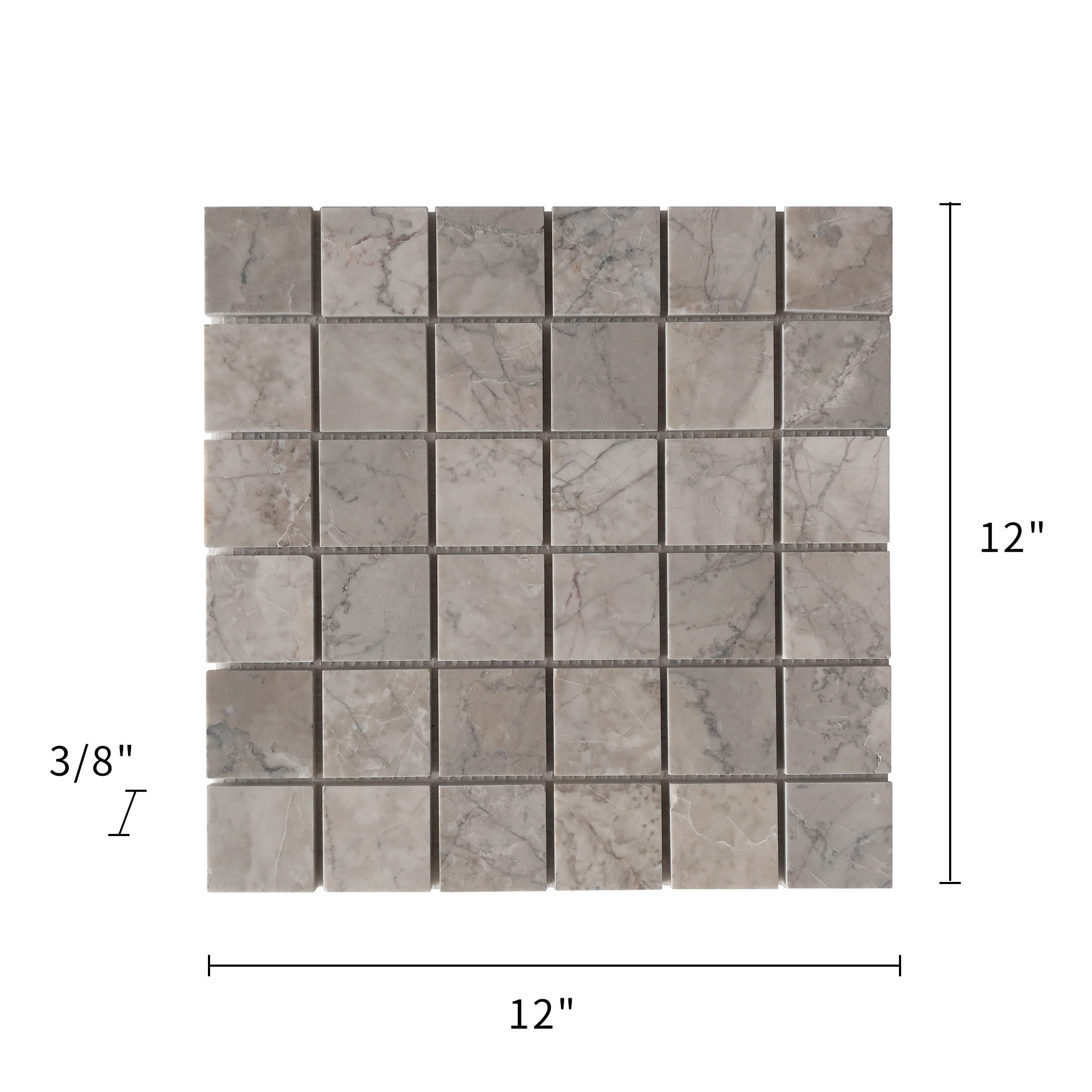 Gray Cloud Marble Mosaic Polished 2"×2" 