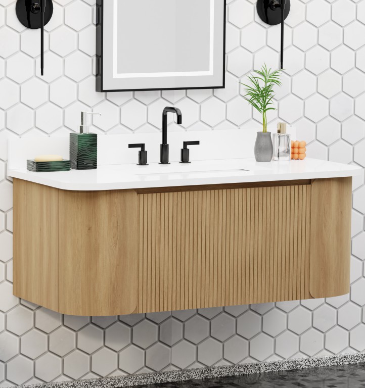 Osage 48.5-in Vanity Combo Wood with White Quartz Top 