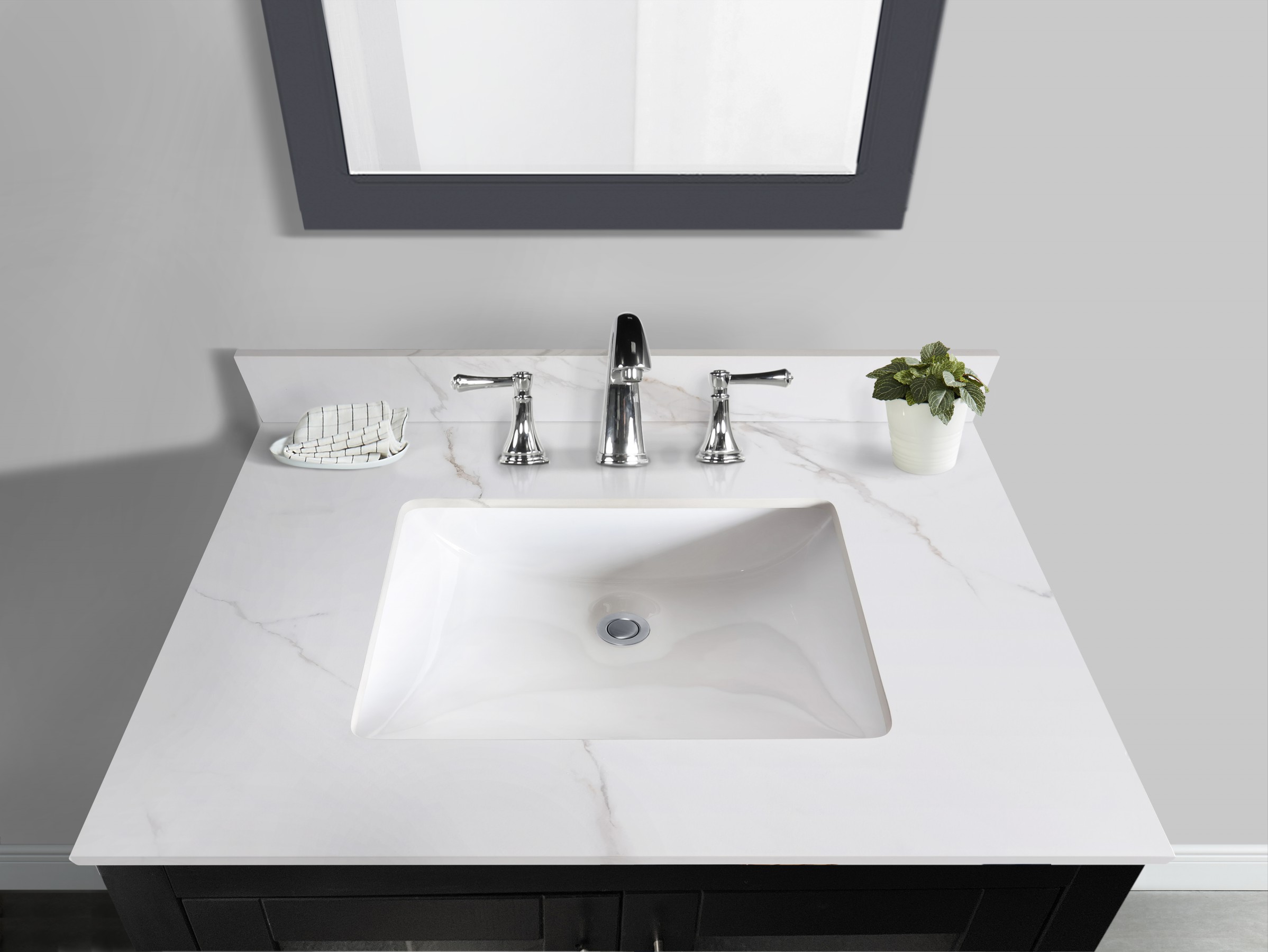 31-in Calacatta Gold Sintered Stone Single Sink Bathroom Vanity Top 