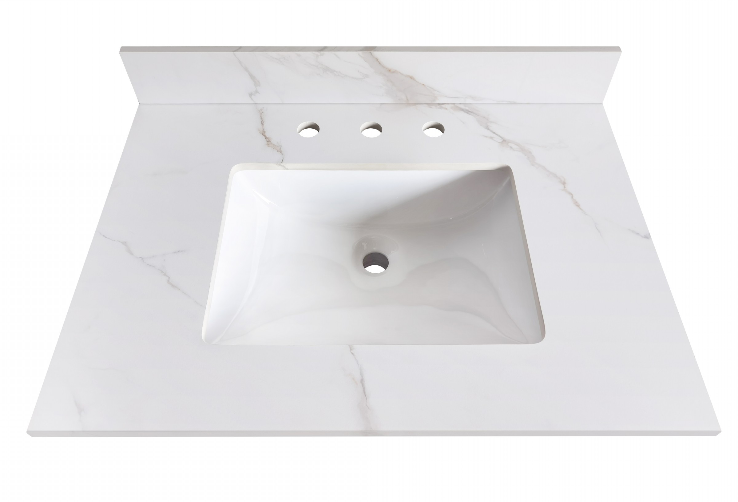31-in Calacatta Gold Sintered Stone Single Sink Bathroom Vanity Top 