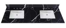 73-in Mersey Black Quartz Double Sink Bathroom Vanity Top