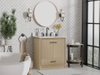 Leesville 30.5 -in Vanity Combo Natural Wood with White Quartz Top