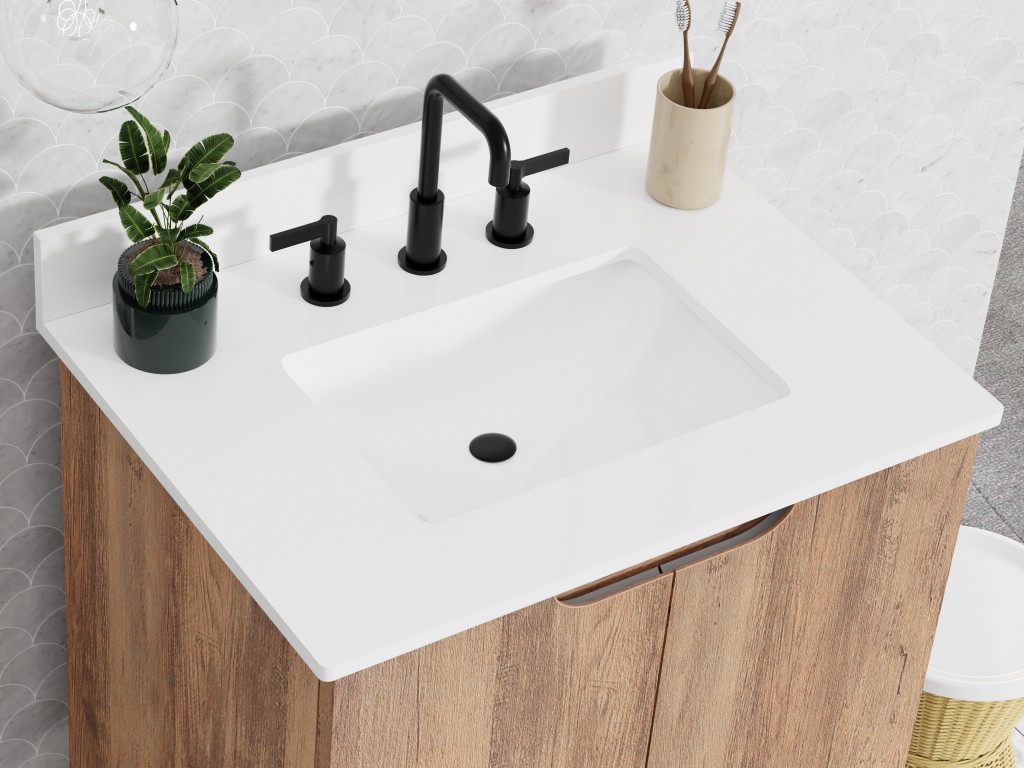 Apex 24 -in Vanity Combo Dark Oak with Porcelain Top