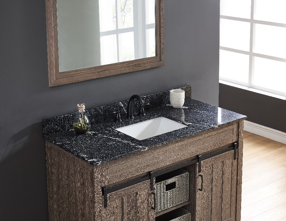 43-in Thunder Black Granite Single Sink Bathroom Vanity Top