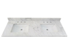 61 In. Bianco Carrara White Marble Vanity Top Premium 1 In. Thickness with Double White Sinks