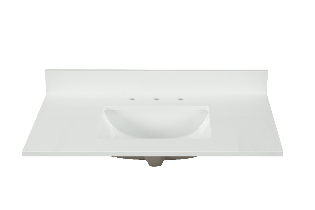 49-in Pure White Quartz Single Sink Bathroom Vanity Top ( Snow White)