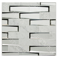Carrara Marble & 3d Glass Mix Mosaic 2”x6”