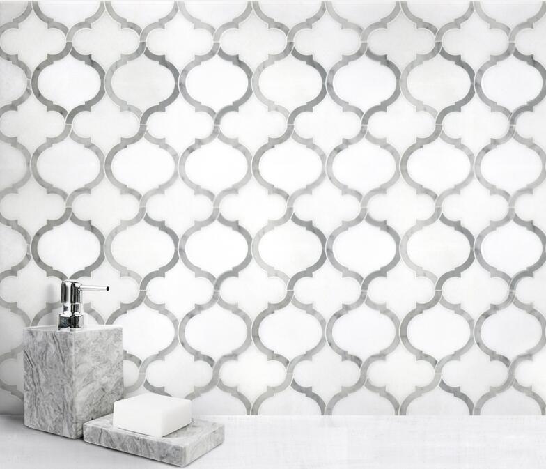 Marrakesh - Carrara White & Thassos White Waterjet Mosaic