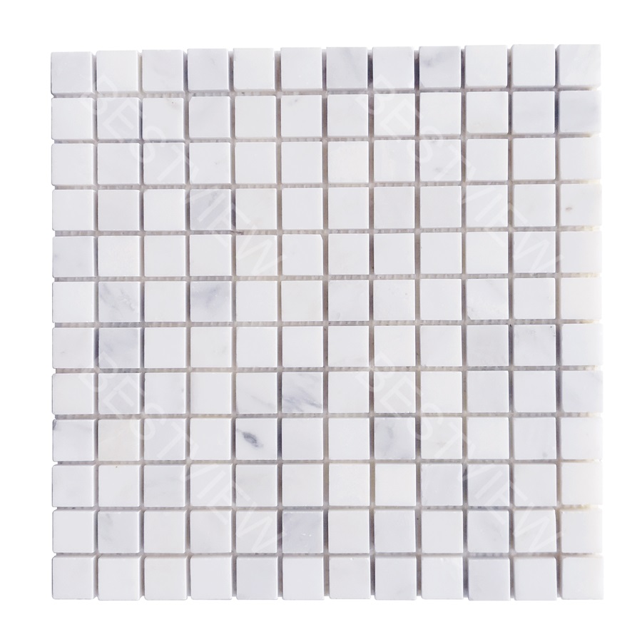  Oriental White Marble Mosaic Honed 1"×1" 