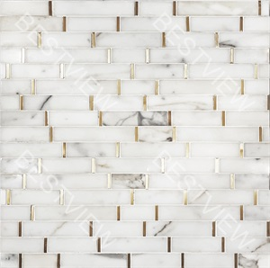 Calacatta with Gold Accents Waterjet Mosaic Random Length 