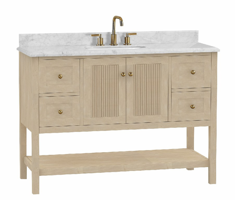 Salem 48in Vanity Combo InNautre Wooden with Bianco Carrara Marble Top