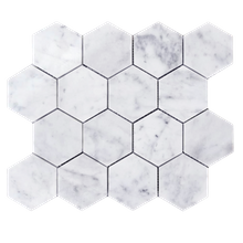  Carrara White Mosaic Honed 3" Hexagon