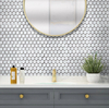 D 48mm Statuario White Inkjet Matte Glazed Penny Round Porcelain Mosaic 000724
