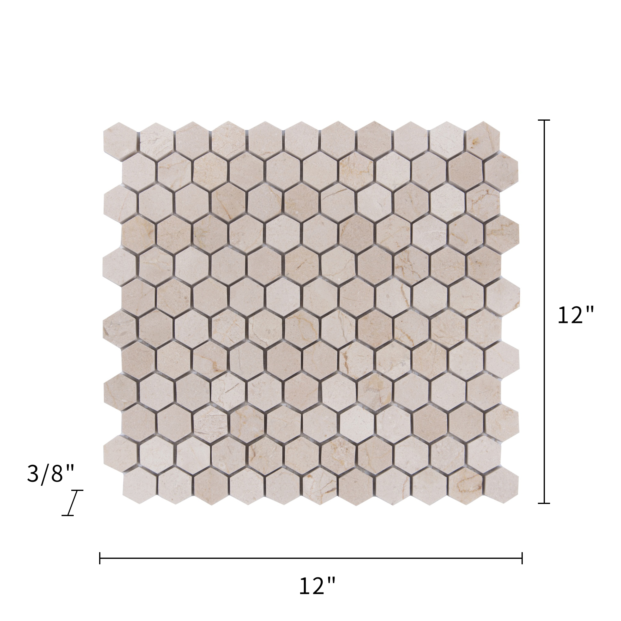 Cream Marfil Marble Mosaic Polished 1" Hexagon 