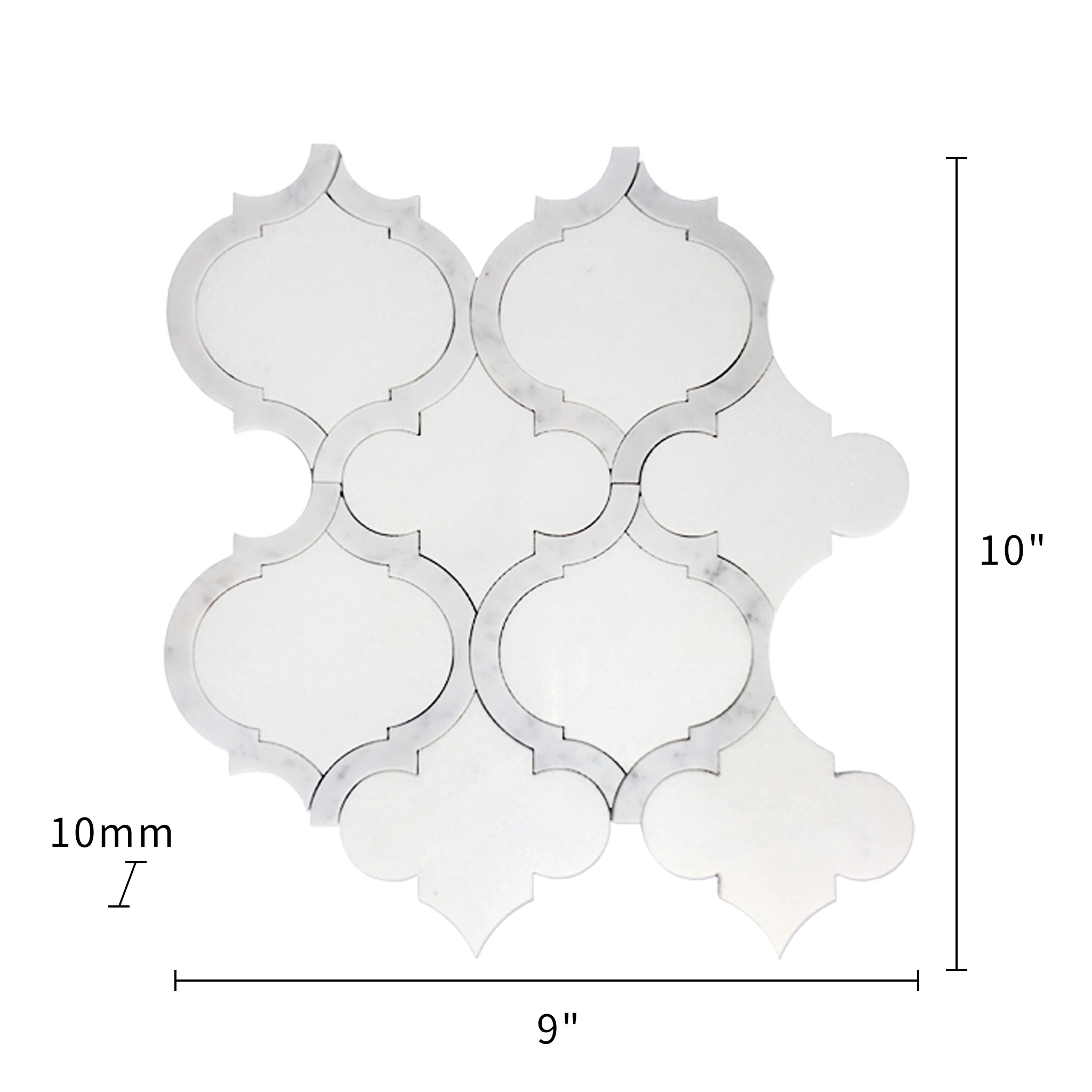 Marrakesh - Carrara White & Thassos White Waterjet Mosaic