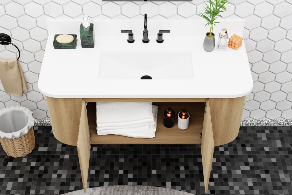 Osage 48.5-in Vanity Combo Wood with White Quartz Top 