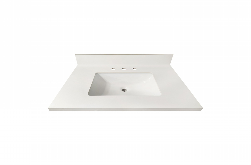 37-in Swan White Sintered Stone Single Sink Bathroom Vanity Top 
