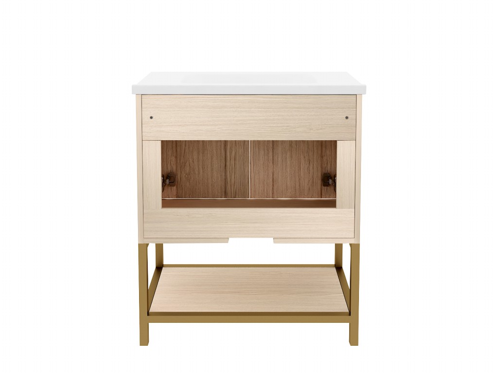 Moyers 30-in Vanity Combo Light Wooden with white Porcelain Top
