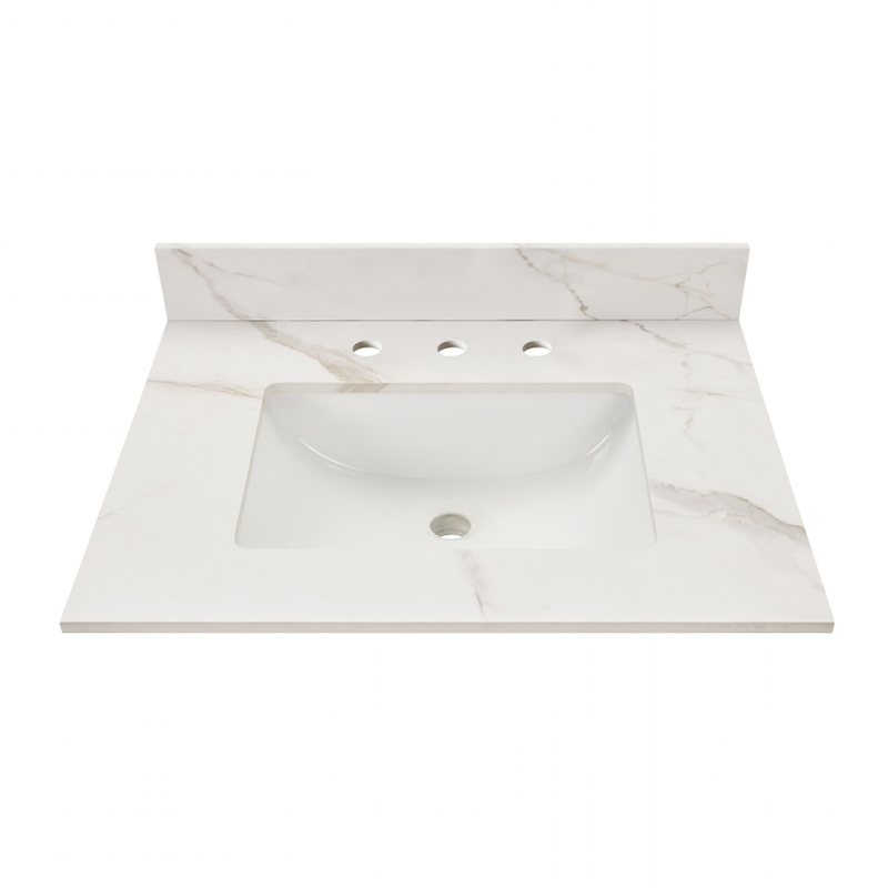 31-in Calacatta Gold Sintered Stone Single Sink Bathroom Vanity Top 