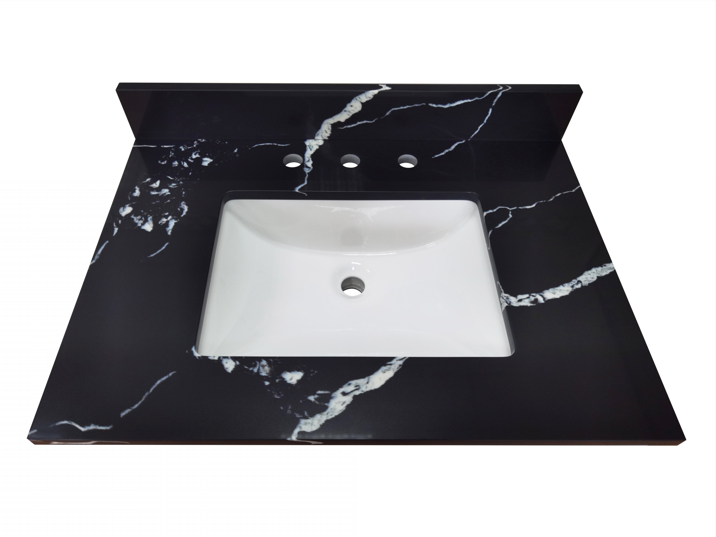 31-in Mersey Black Quartz Single Sink Bathroom Vanity Top