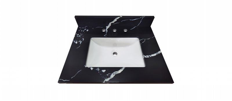 25-in Mersey Black Quartz Single Sink Bathroom Vanity Top