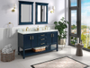 Manhattan 60-in Vanity Combo in Navy Blue with 1in Thichness Authentic Italian Carrara Marble Top - PlusV2.0