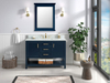 Manhattan 48-in Navy Blue Single Sink Bathroom Vanity with Carrara White Natural Marble Top- V1.0