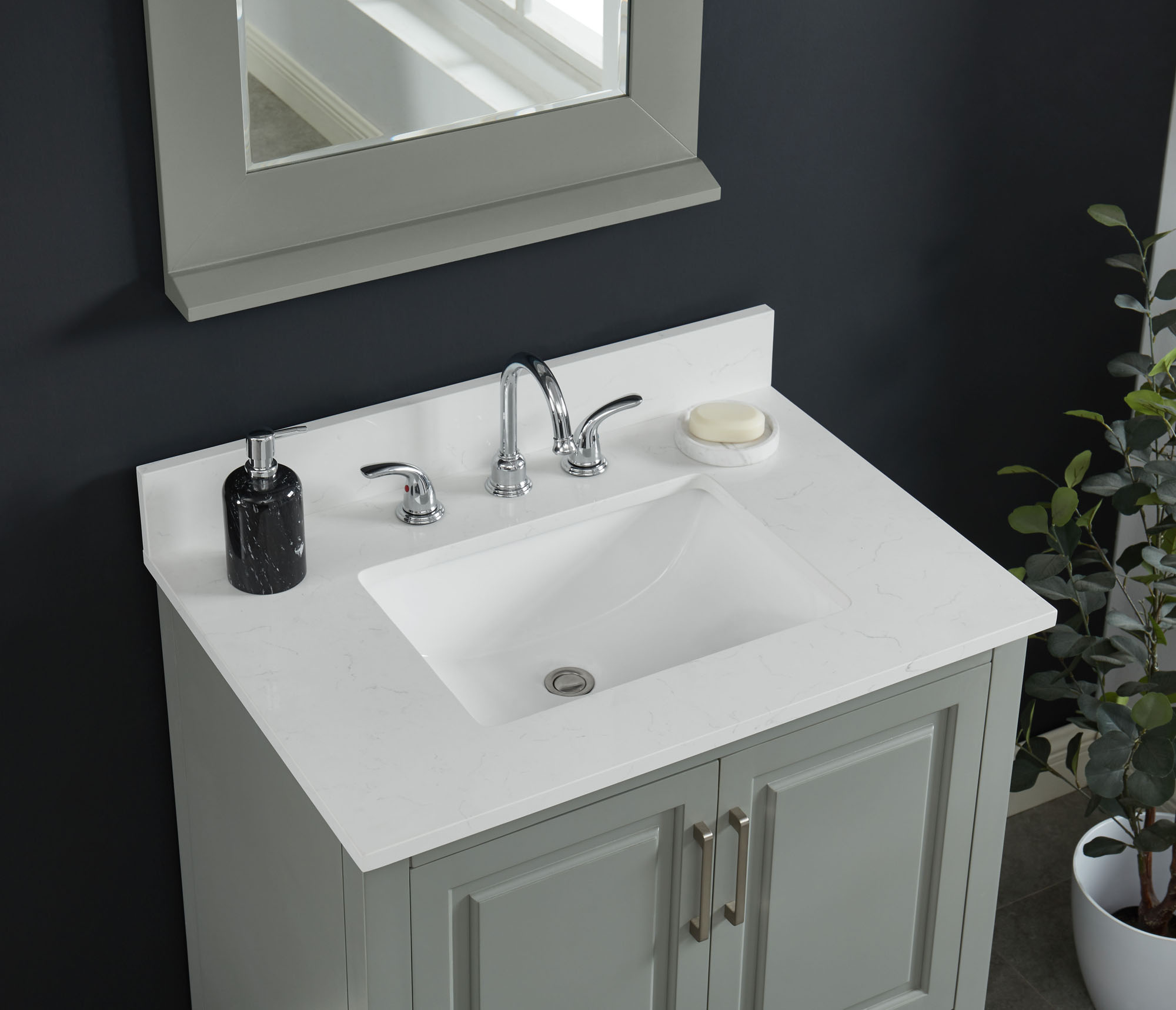 31-in Carrara White Quartz Single Sink Bathroom Vanity Top