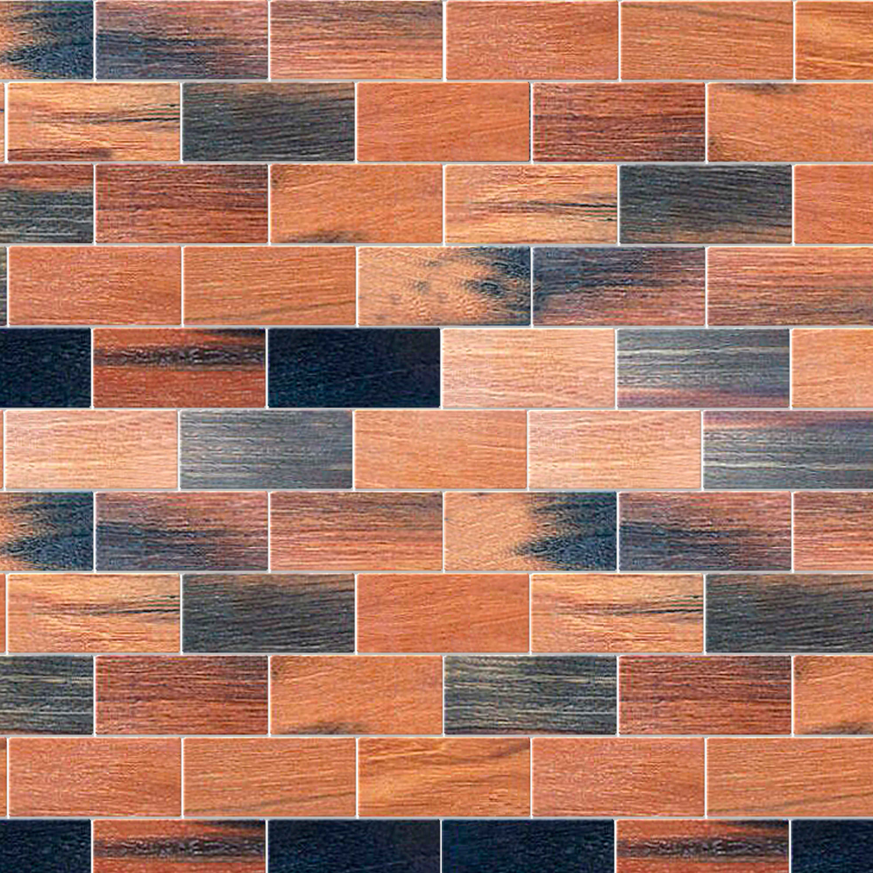  Brick Pattern Antique Wood Mosaic 2" X 4"
