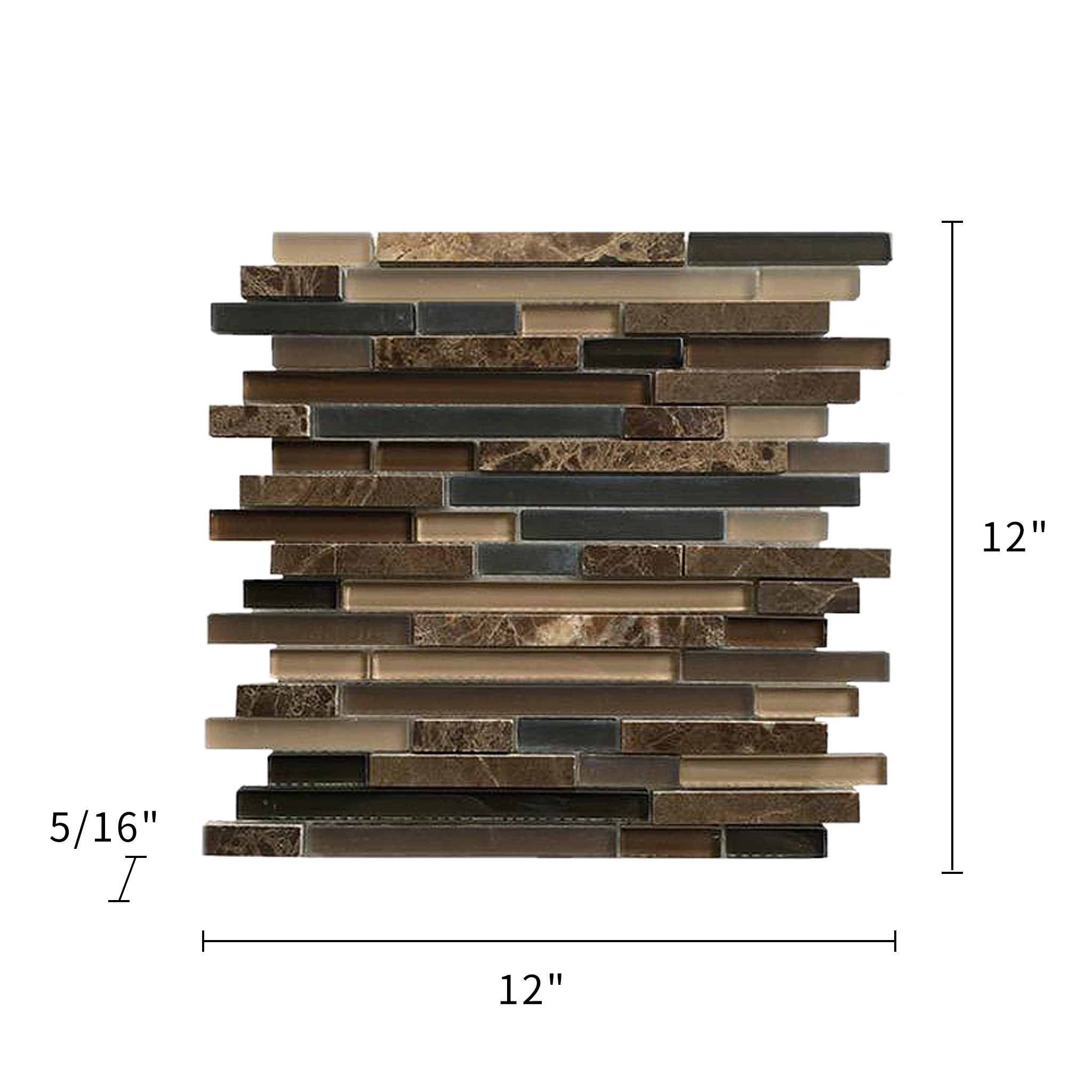 Burton Street - Marble & Glass Mosaic Random Strip