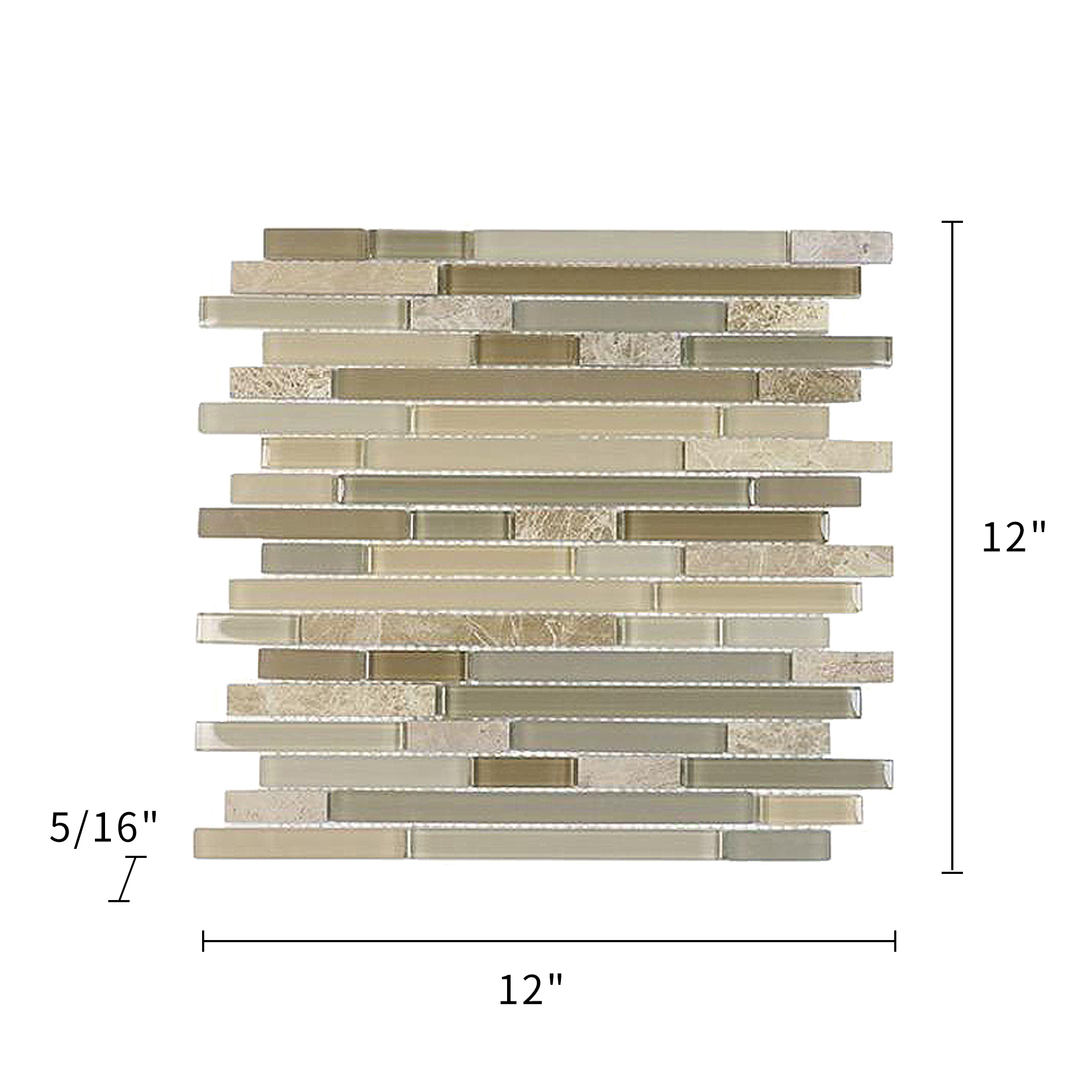 Brown Staccato - Quartzet & Glass Mosaic Strips