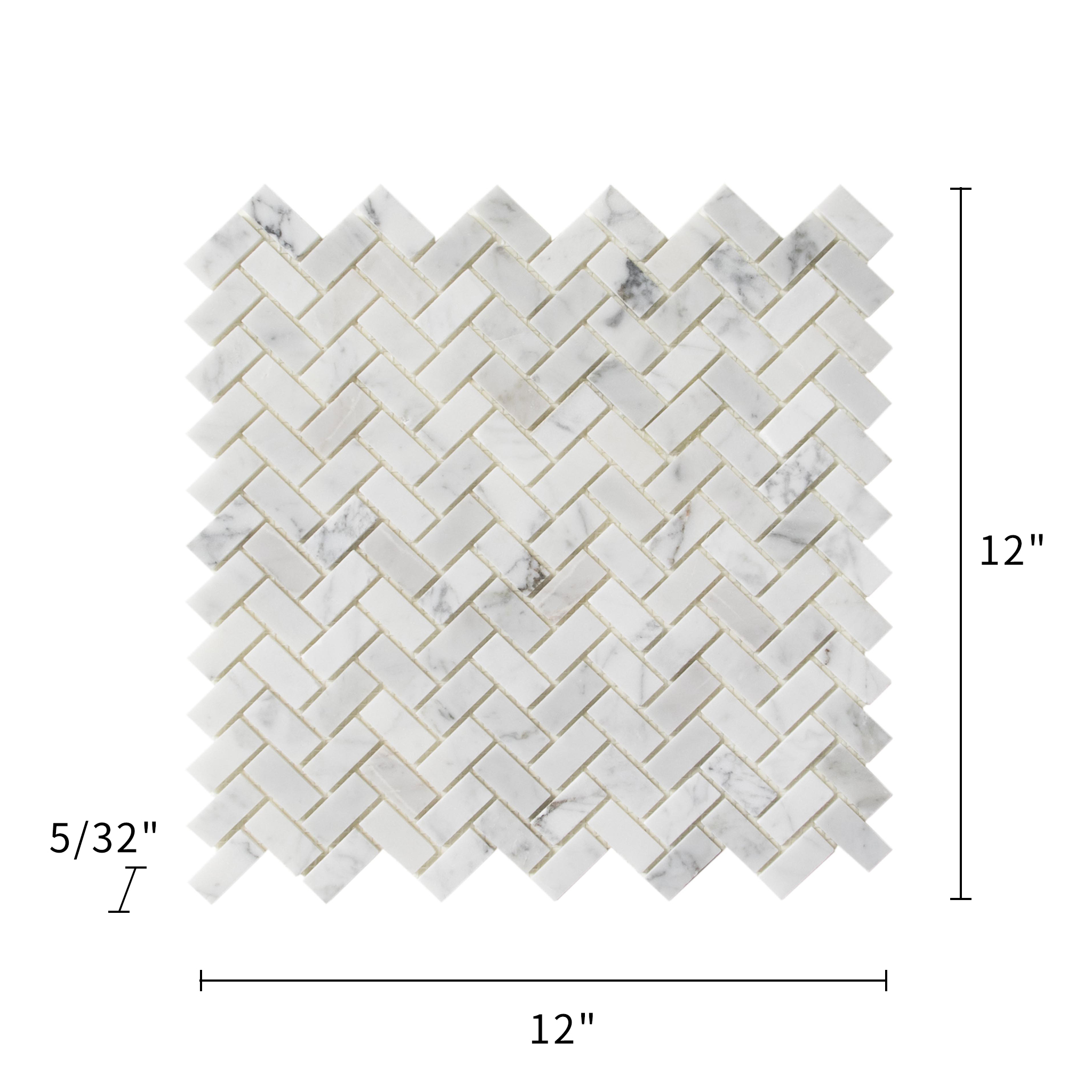 Carrara White Mosaic Herringbone Mini Brick