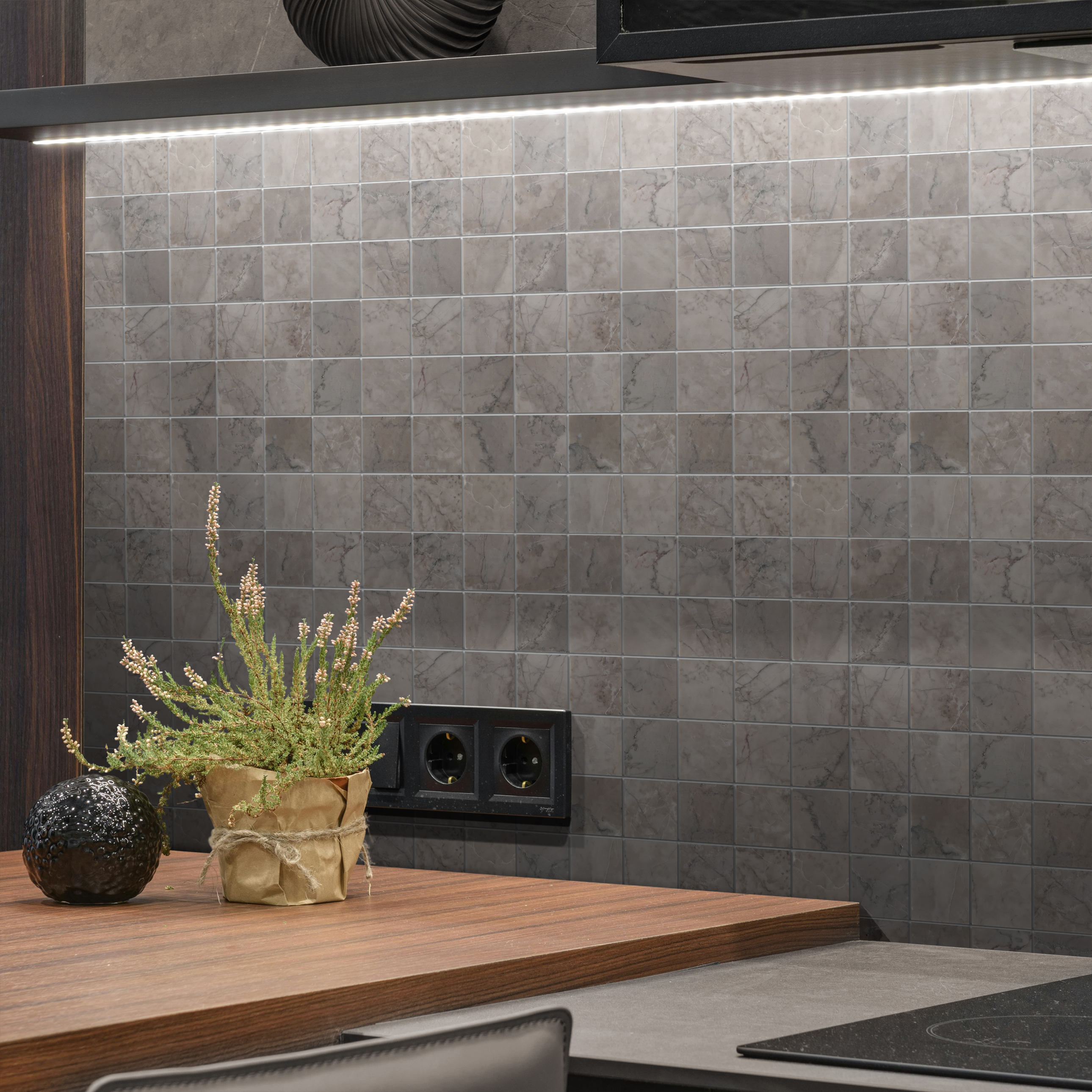 Gray Cloud Marble Mosaic Polished 2"×2" 