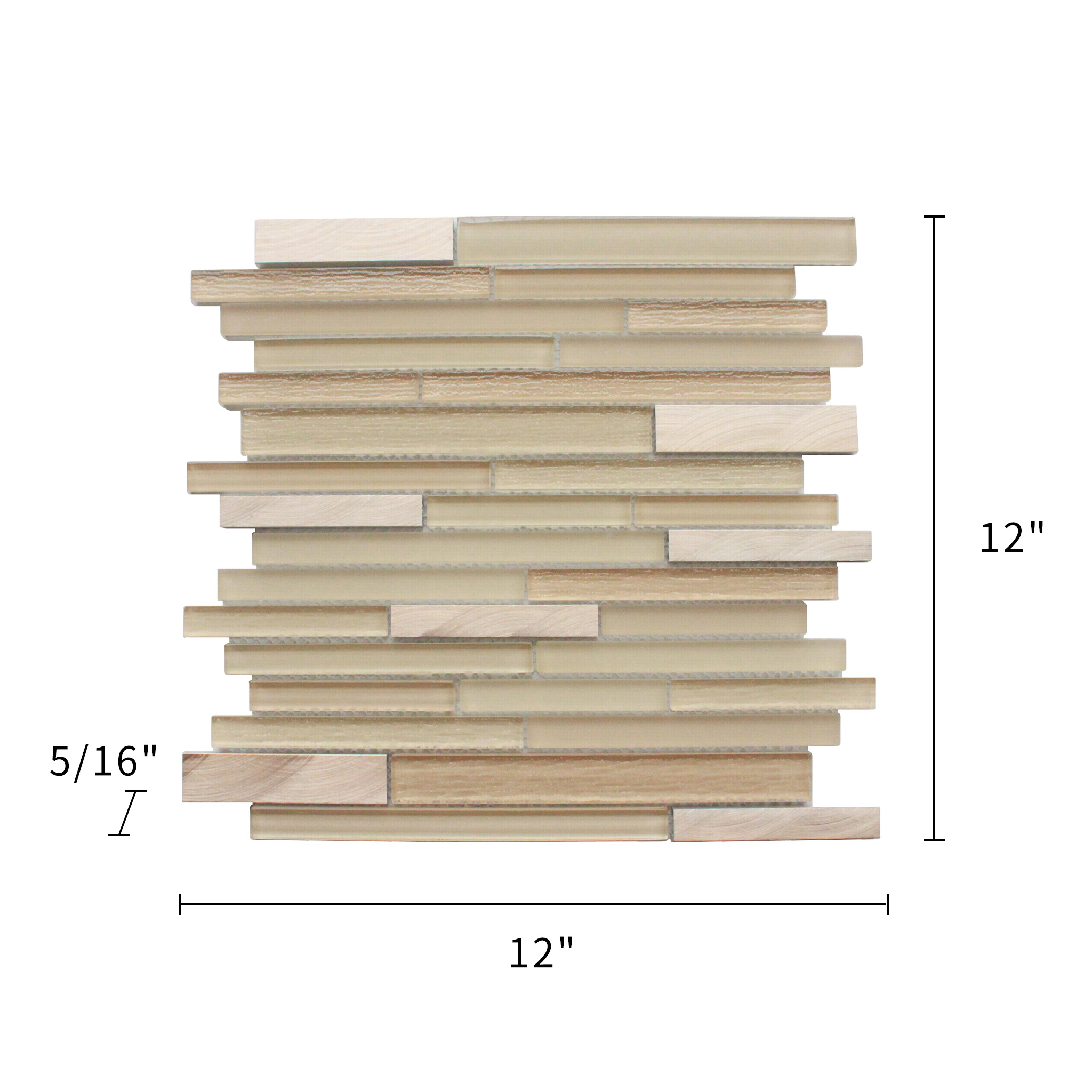 Glass & Metal Mix Mosaic Random Strip